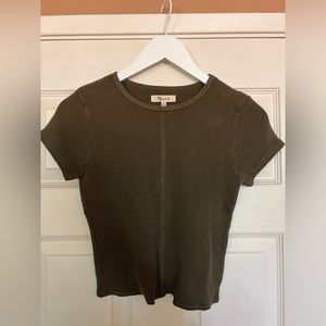 Green madewell short sleeve cotton crop top XS